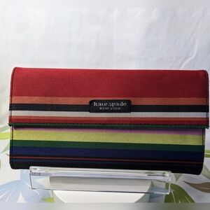 Kate Spade PROJECT Striped Foldover Wallet W/ Callouts For Rehab Or Repurpose